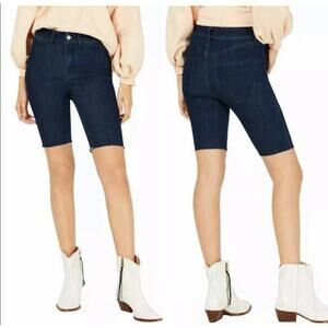 Denim Cutoff Jorts Free People So Chic  Bermuda Short 24 Dark Wash Stretchy NWT